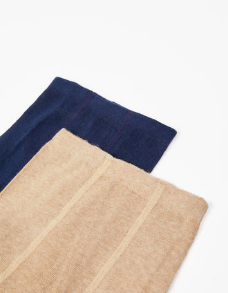 Pack 2 Leotardos para Niña, Azul Oscuro/Beige