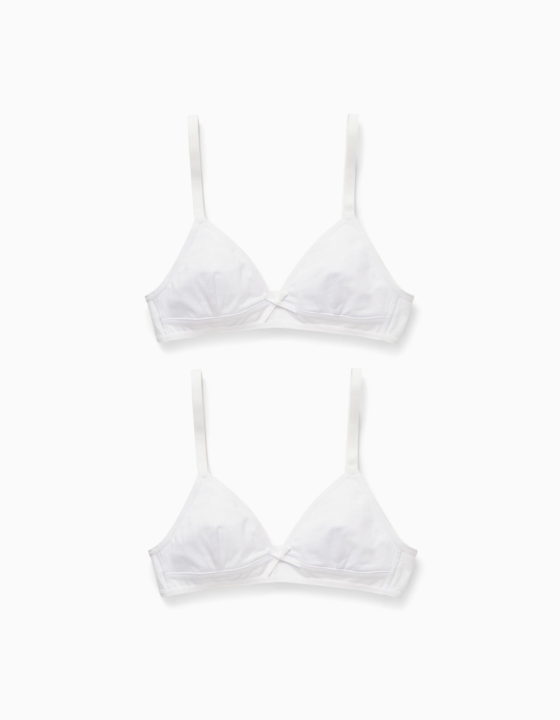 2 Pack Bras for Girls, White