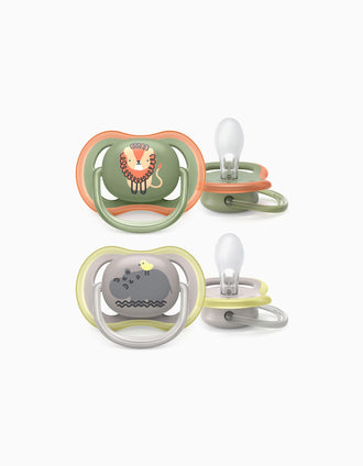 2 Sucettes Ultra Air Silicone Animals 6-18M Philips/Avent