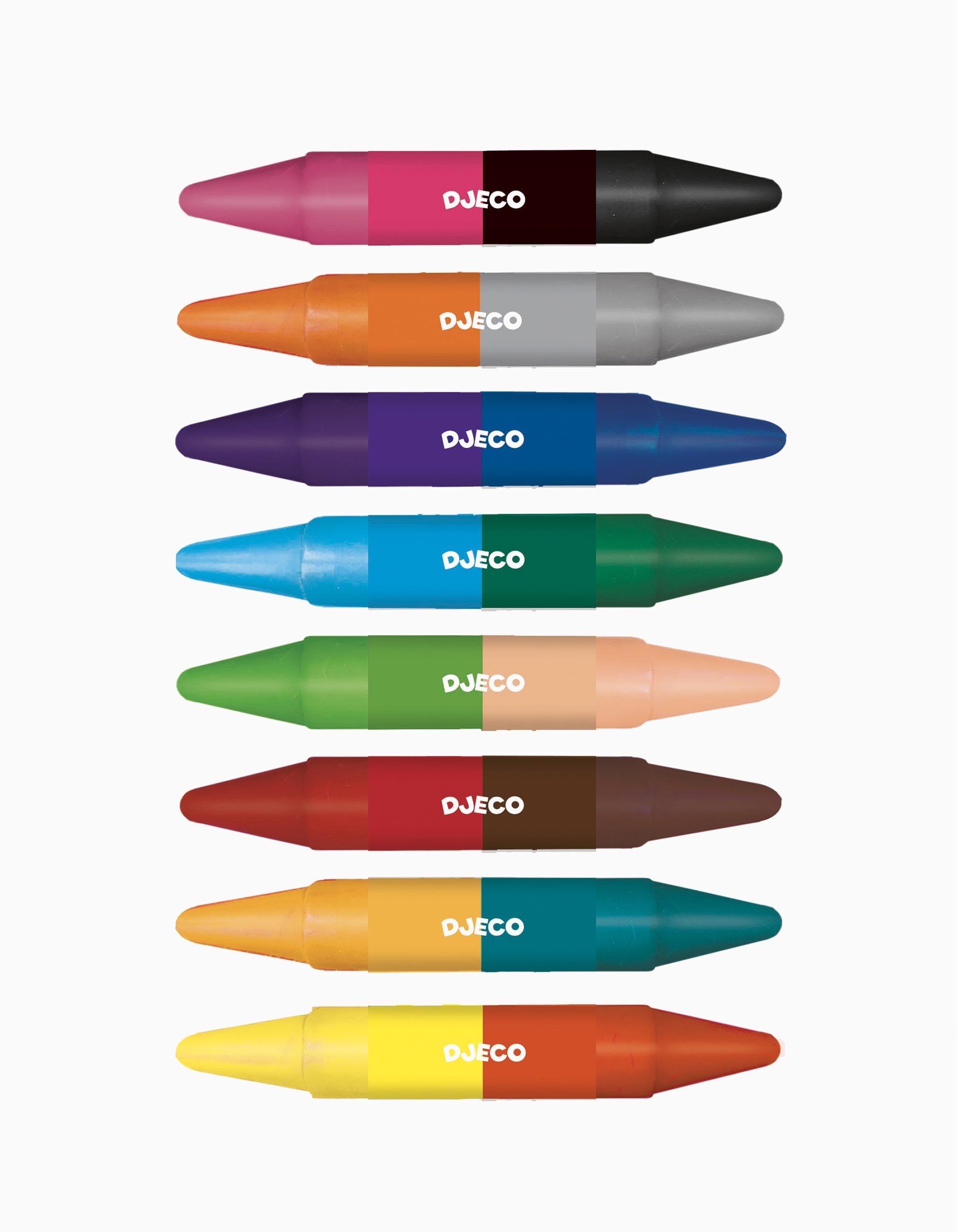 8 Double-Tone Crayons (16 Colours) Djeco 3A+