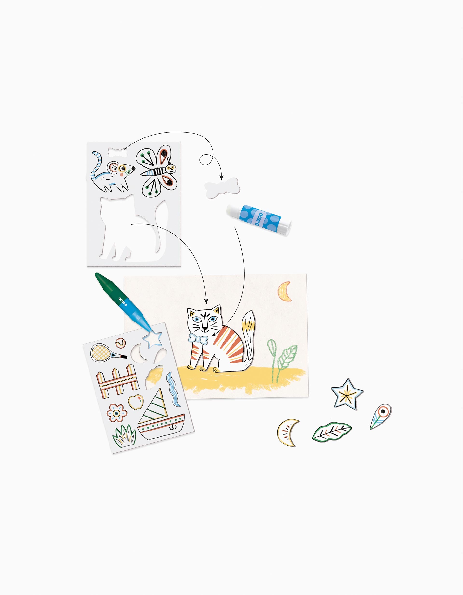 Colouring and Gluing Book Animals Djeco 3A+