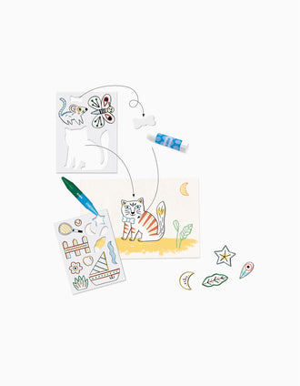 Colouring and Gluing Book Animals Djeco 3A+