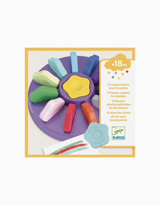 12 Crayons de Cire à Fleurs Djeco 18M+