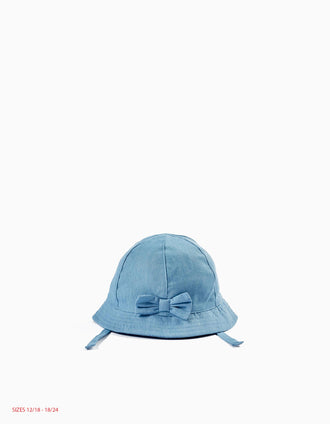 Sombrero de Sarga con Lazo para Niña, Azul