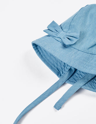 Chapéu em Sarja com Laço para Menina, Azul