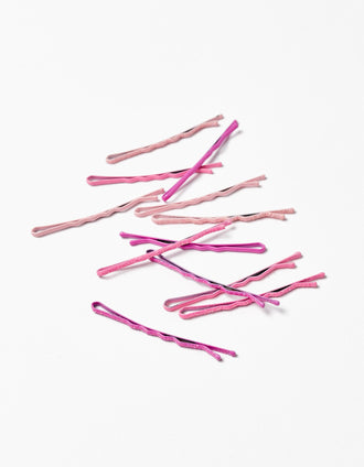 Lot 12 Épingles à Cheveux Bébé et Fille, Rose