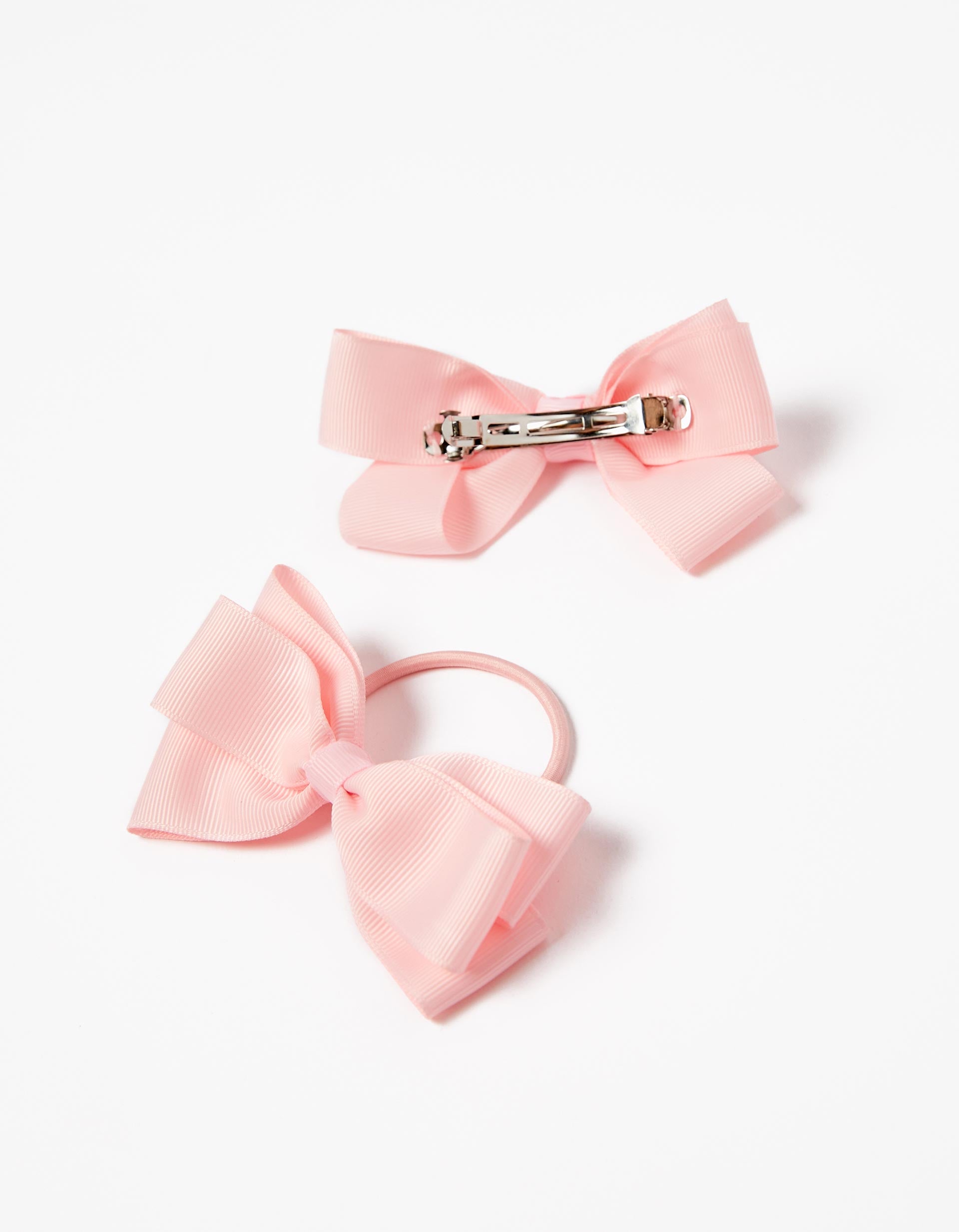 Barrette + Élastique avec Nœud Bébé Fille, Rose