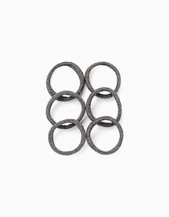 Pack 6 Elásticos de Cabelo para Bebé e Menina, Preto/Dourado