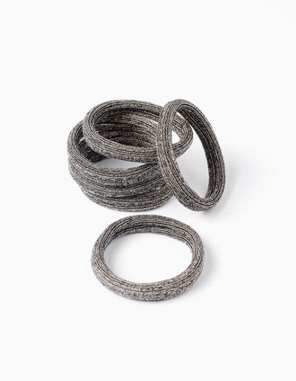 Pack 6 Elásticos de Cabelo para Bebé e Menina, Preto/Dourado