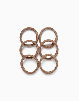 Pack 6 Elásticos de Cabelo para Bebé e Menina, Castanho/Dourado