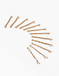 Pack 12 Ganchos de Cabelo para Bebé e Menina, Dourado