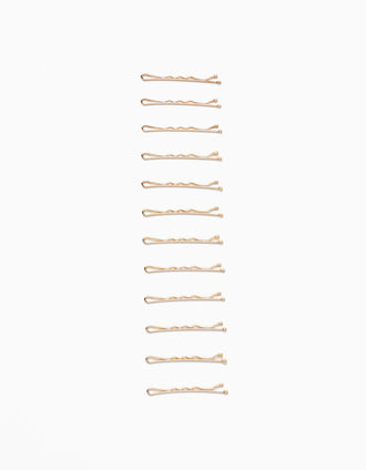 Pack 12 Horquillas para el Pelo para Bebé y Niña, Dorado