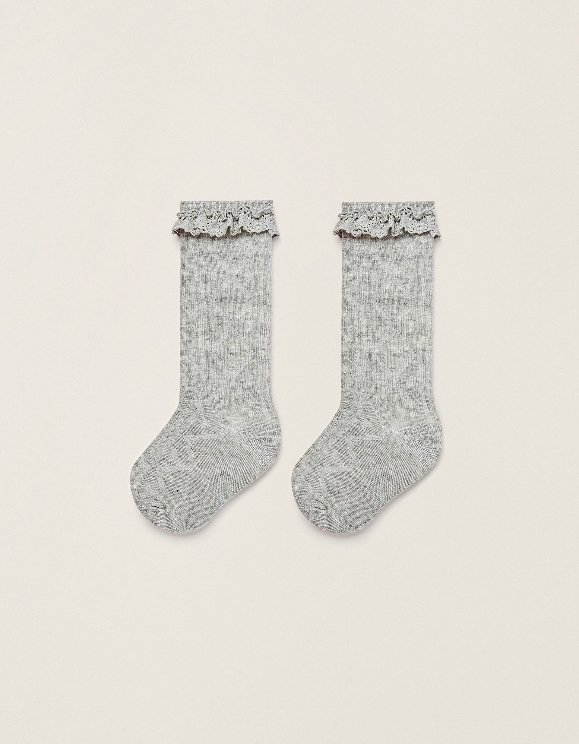 Socks with Lace for Baby Girls, Grey