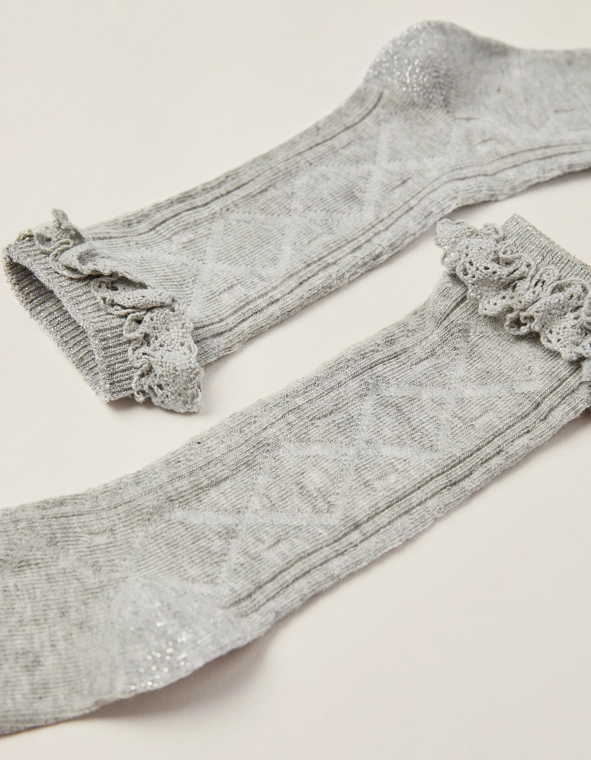 Socks with Lace for Baby Girls, Grey