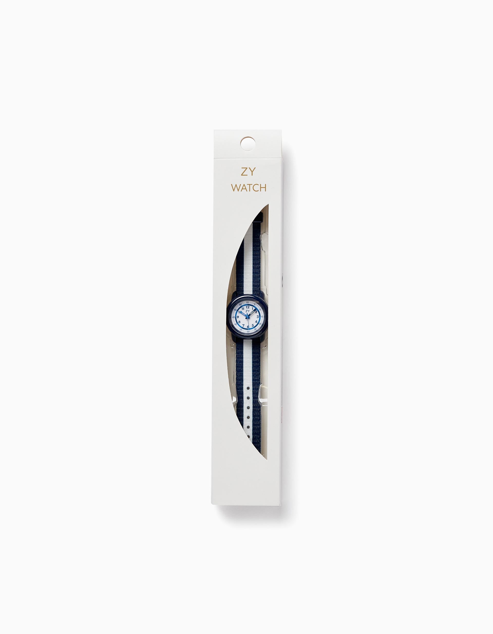 Striped Watch for Boys, Dark Blue/White