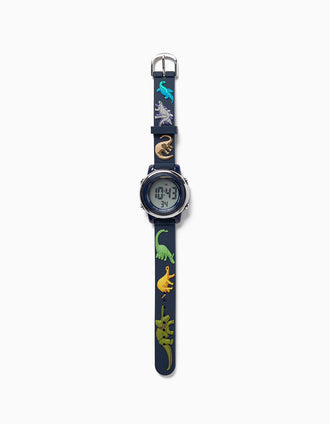Montre Numérique pour Garçon 'Dinosaures', Bleu Foncé
