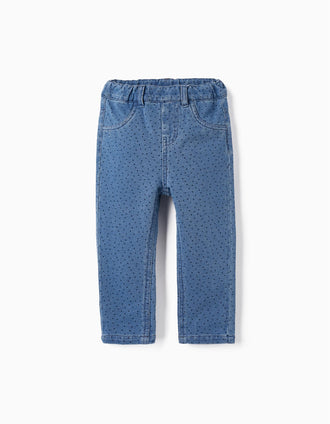 Leggings de Ganga às Bolinhas para Bebé Menina, Azul