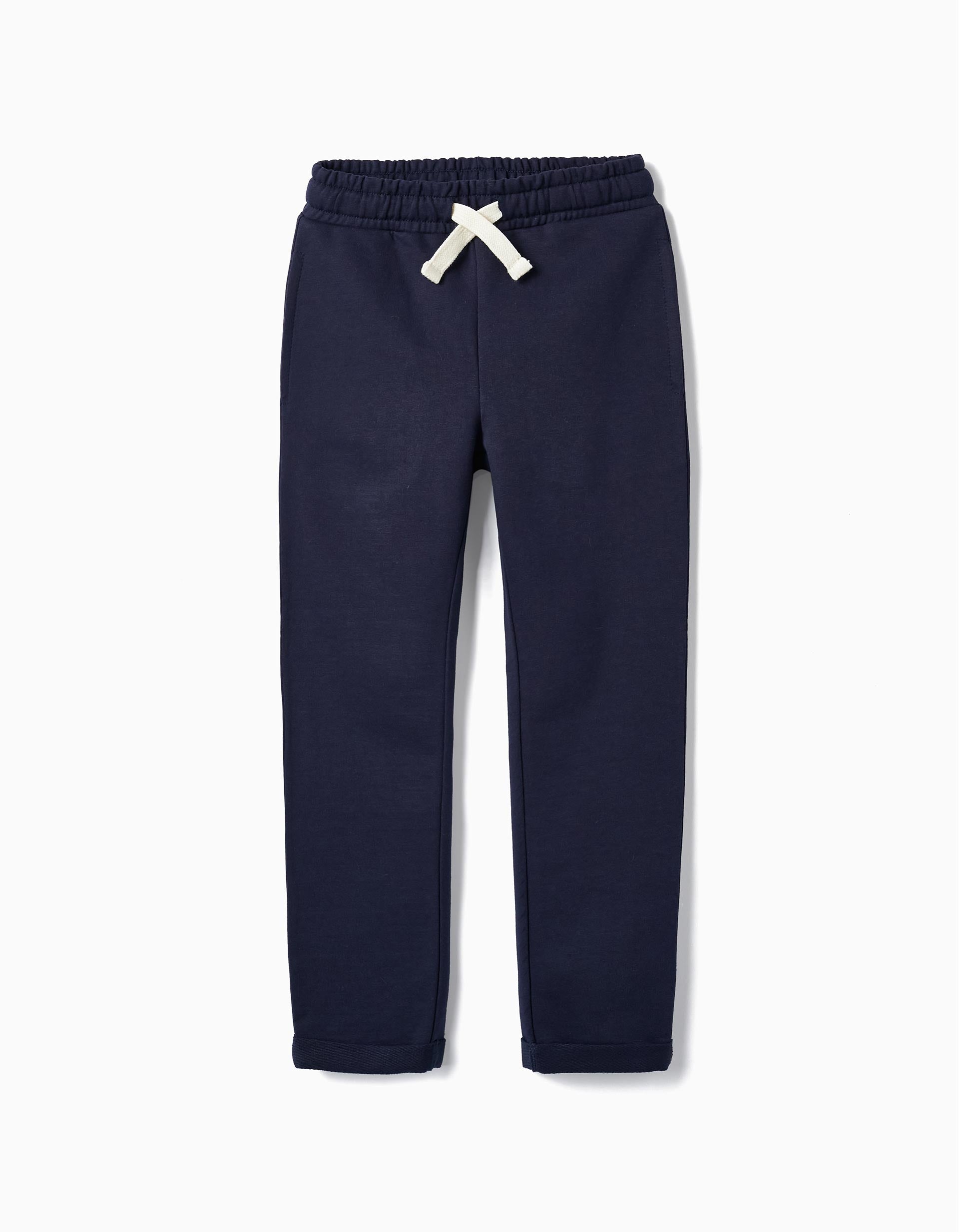 Pantalon de sport en coton pour fille, Bleu foncé