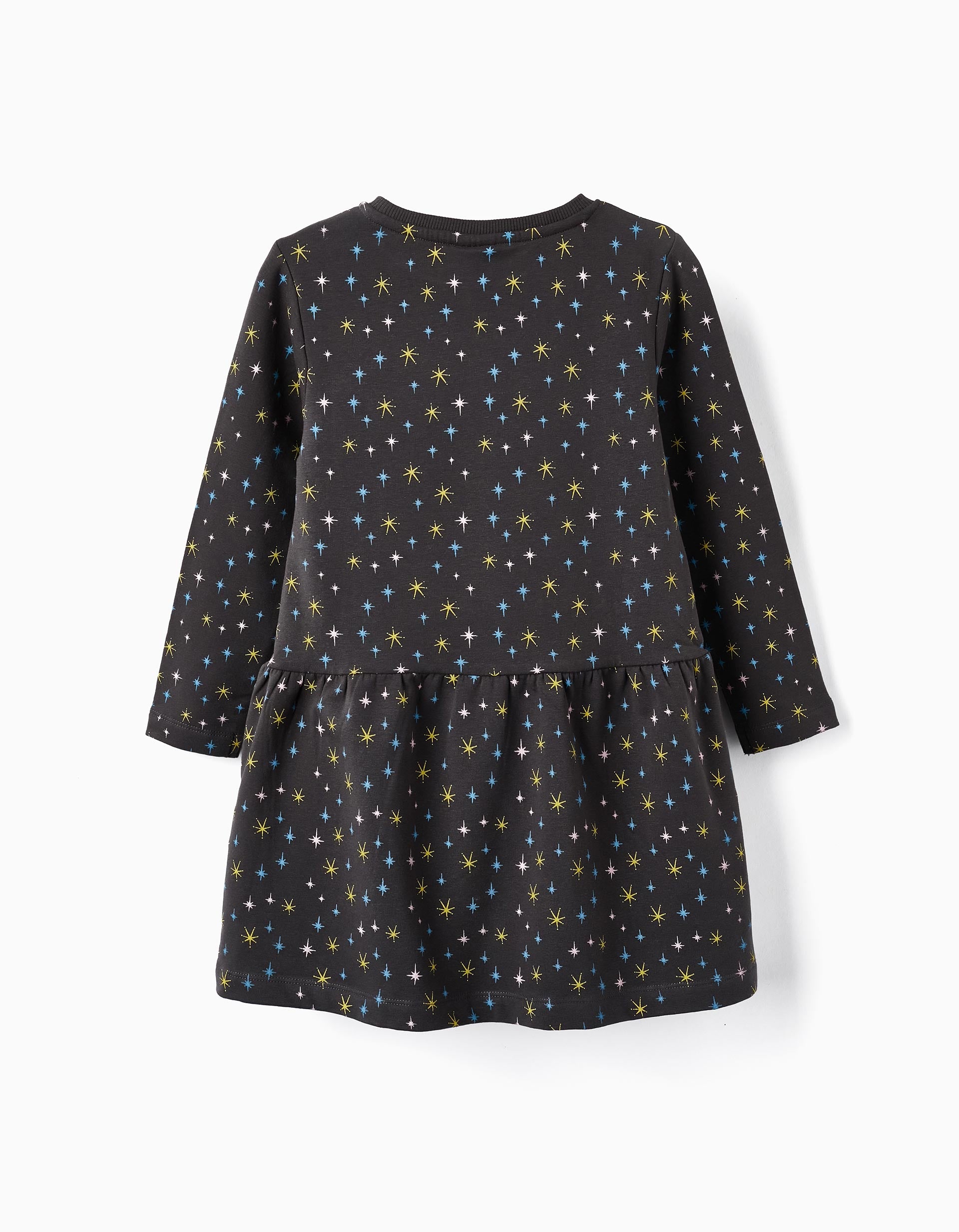 Cotton Cardigan Dress with Stars for Girls, Grey