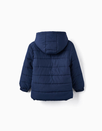 Chaqueta Acolchada con Capucha para Niño, Azul Oscuro