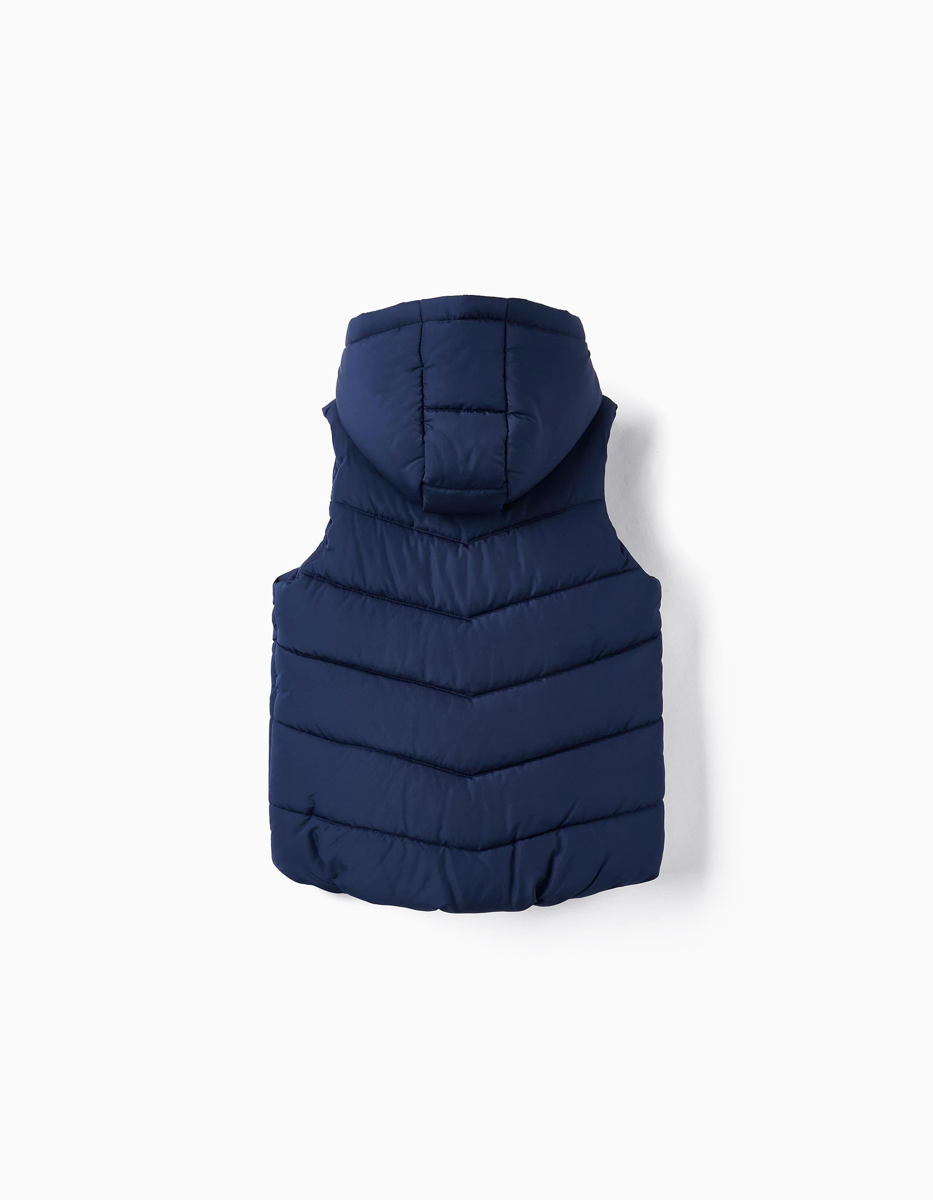 Padded Hooded Vest for Boys, Dark Blue