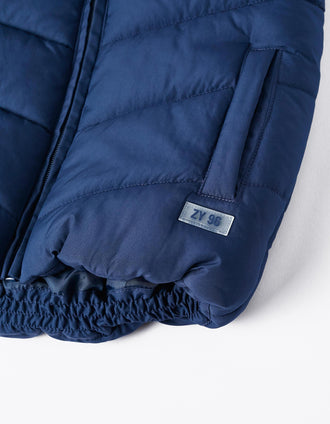Colete Acolchoado com Capuz para Menino, Azul-Escuro