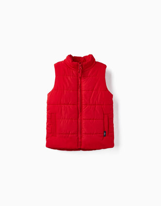 Chaleco Acolchado con Forro Polar para Niño, Rojo