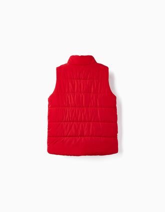 Colete Acolchoado com Forro Polar para Menino, Vermelho