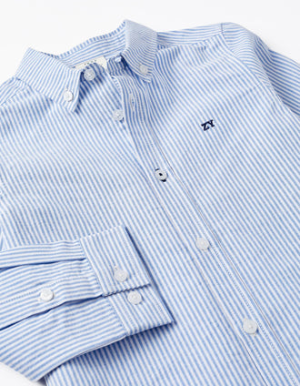 Chemise en Coton à Rayures pour Garçon 'ZY', Blanc/Bleu