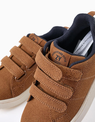Zapatillas de Antelina para Niño 'ZY 1996', Camel Oscuro