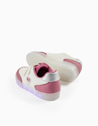 Baskets avec Lumières pour Fille 'Minnie', Blanc/Rose