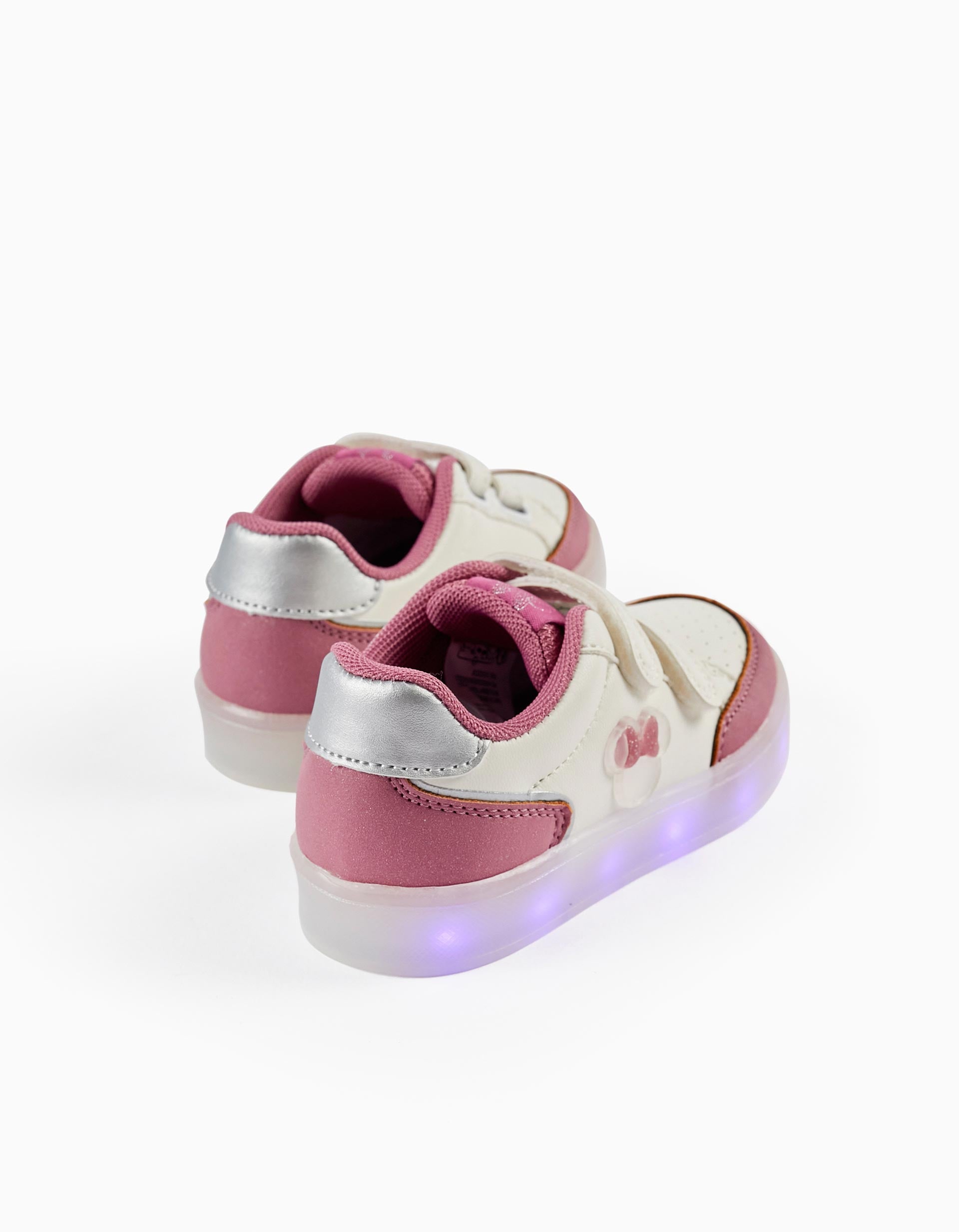 Trainers with Lights for Baby Girls 'Minnie', White/Pink