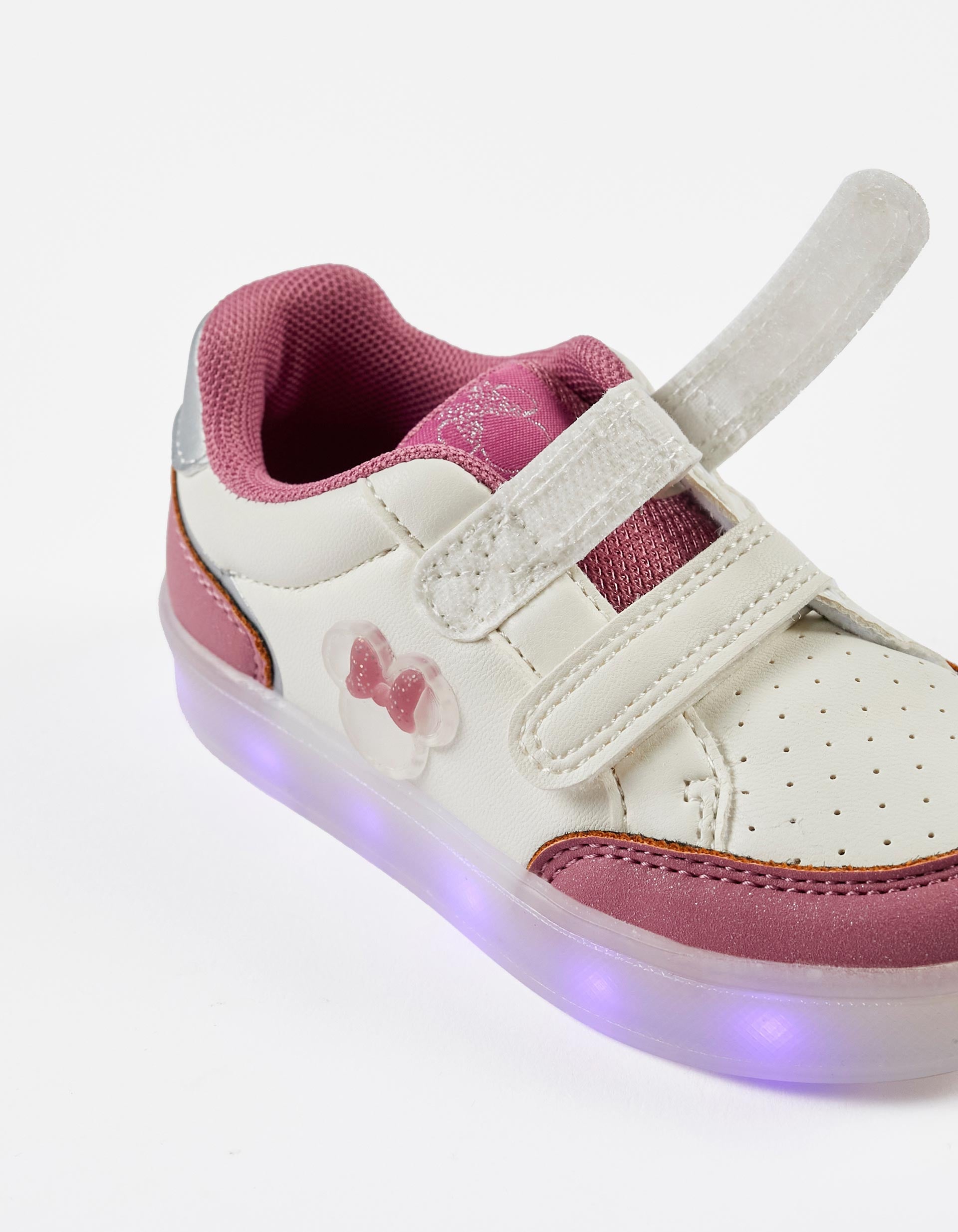 Trainers with Lights for Baby Girls 'Minnie', White/Pink