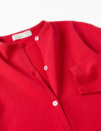 Casaco de Malha em Algodão para Menina, Vermelho
