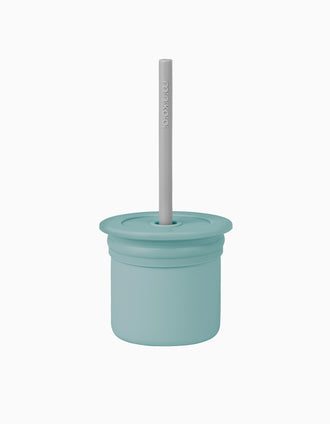 Vaso De Snack Con Pajita Verde/Gris Minikoioi 6M+