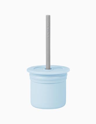 Vaso De Snack Con Pajita Azul/Gris Minikoioi 6M+