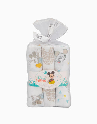 3 Langes Mousseline Grey Mickey Disney 80X80Cm