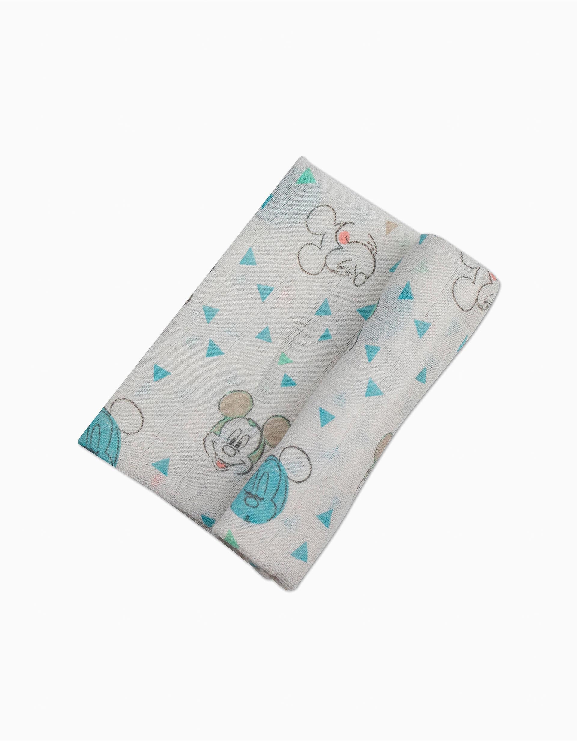 3 Muslin Nappies Grey Mickey Disney 80X80Cm