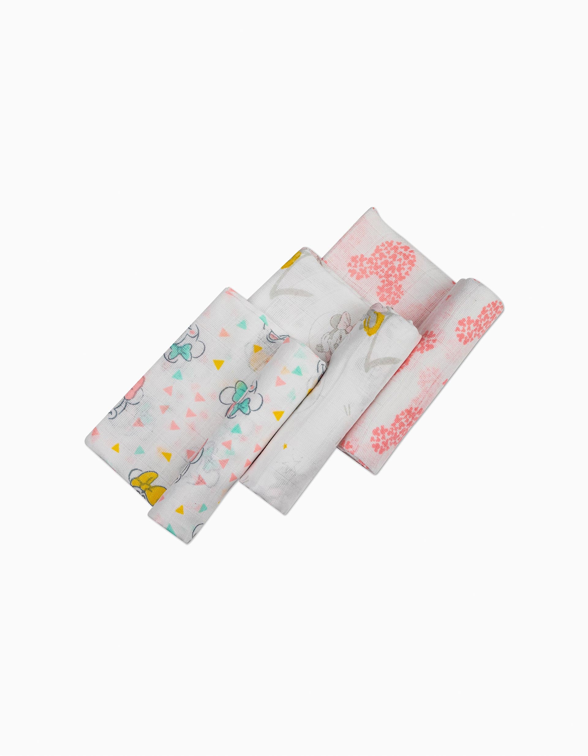 3 Muslin Nappies Pink Minnie Disney 80X80Cm