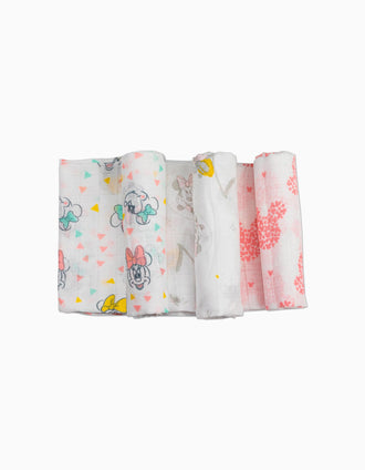 3 Langes Mousseline Pink Minnie Disney 80X80Cm
