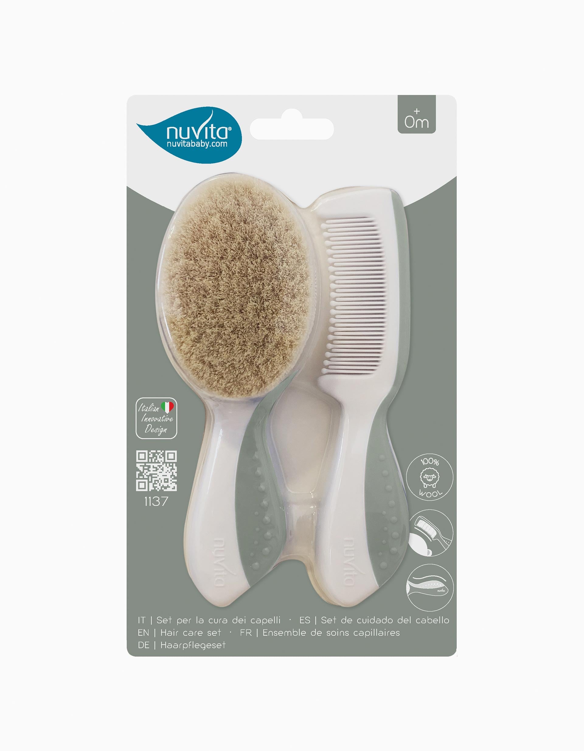 Pack Brush and Comb Sage Green Nuvita 0M+