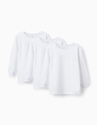 Pack de 3 Camisetas Interiores con Efecto Térmico para Niño, Blanco