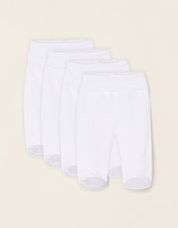 Pack of 4 Trousers with Folds and High Waist for Newborns and Babies, White