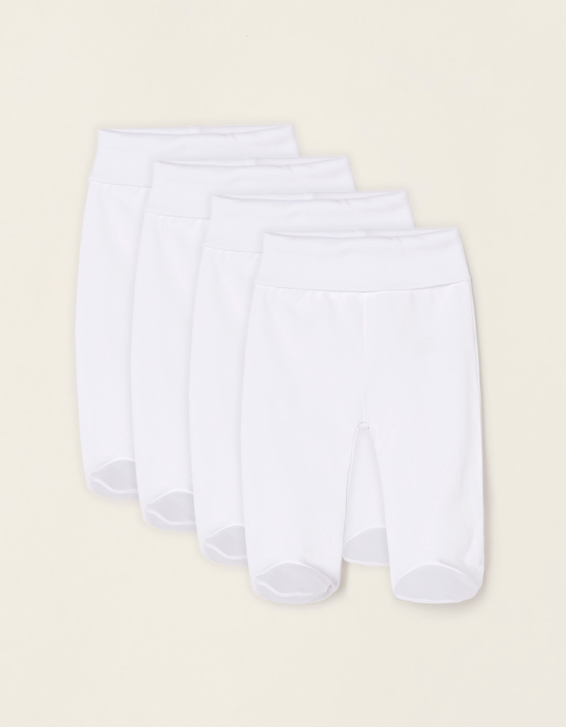 Pack of 4 Trousers with Folds and High Waist for Newborns and Babies, White