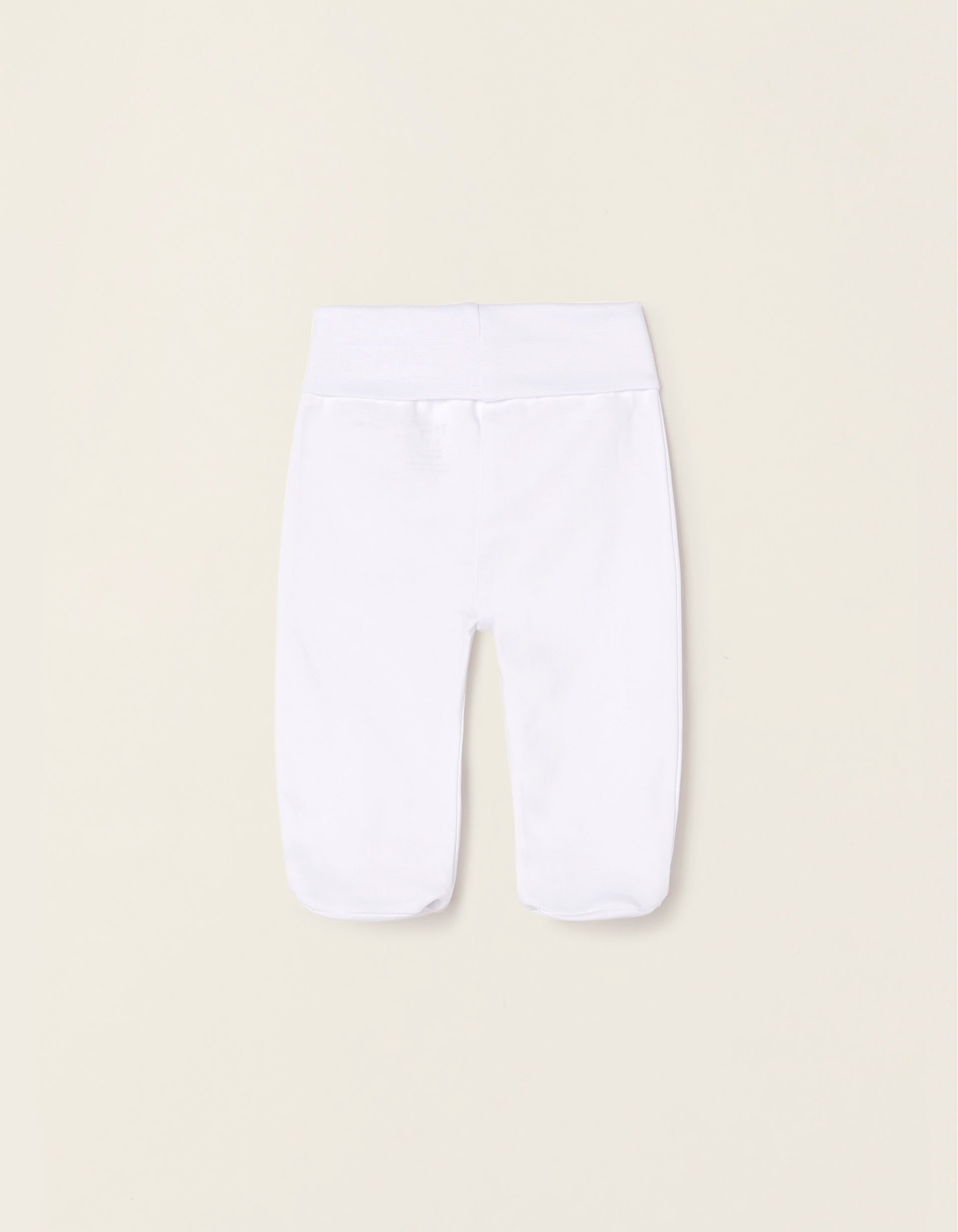 Pack of 4 Trousers with Folds and High Waist for Newborns and Babies, White