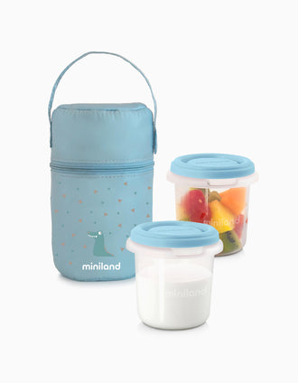 Conjunto De 2 Recipientes Herméticos y Bolsa Térmica Azul Miniland