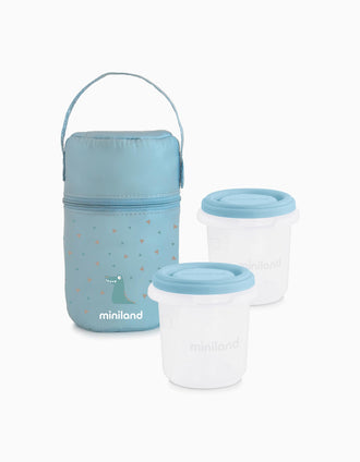 Conjunto De 2 Recipientes Herméticos y Bolsa Térmica Azul Miniland