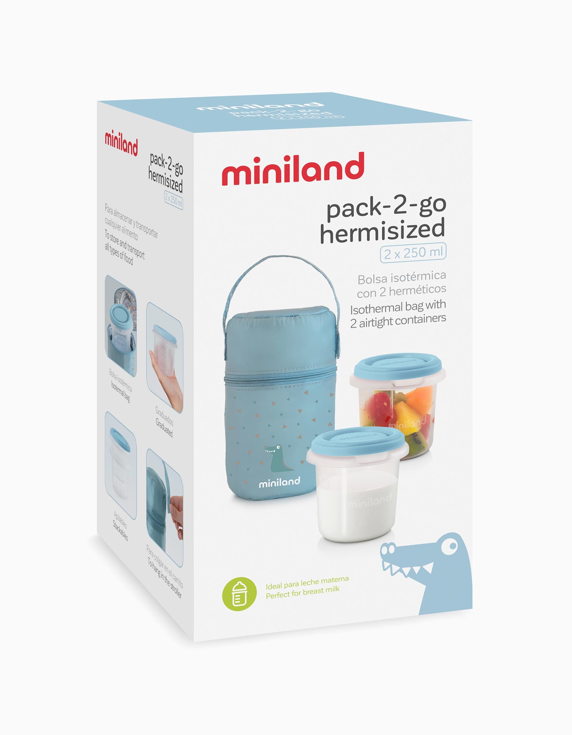 Pack 2 Hermetic Containers and Isothermic Bag Blue Miniland