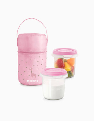 Pack De 2 Recipientes Herméticos e Bolsa Térmica Rosa Miniland