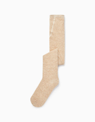 Collants de Malha de Algodão para Menina, Bege